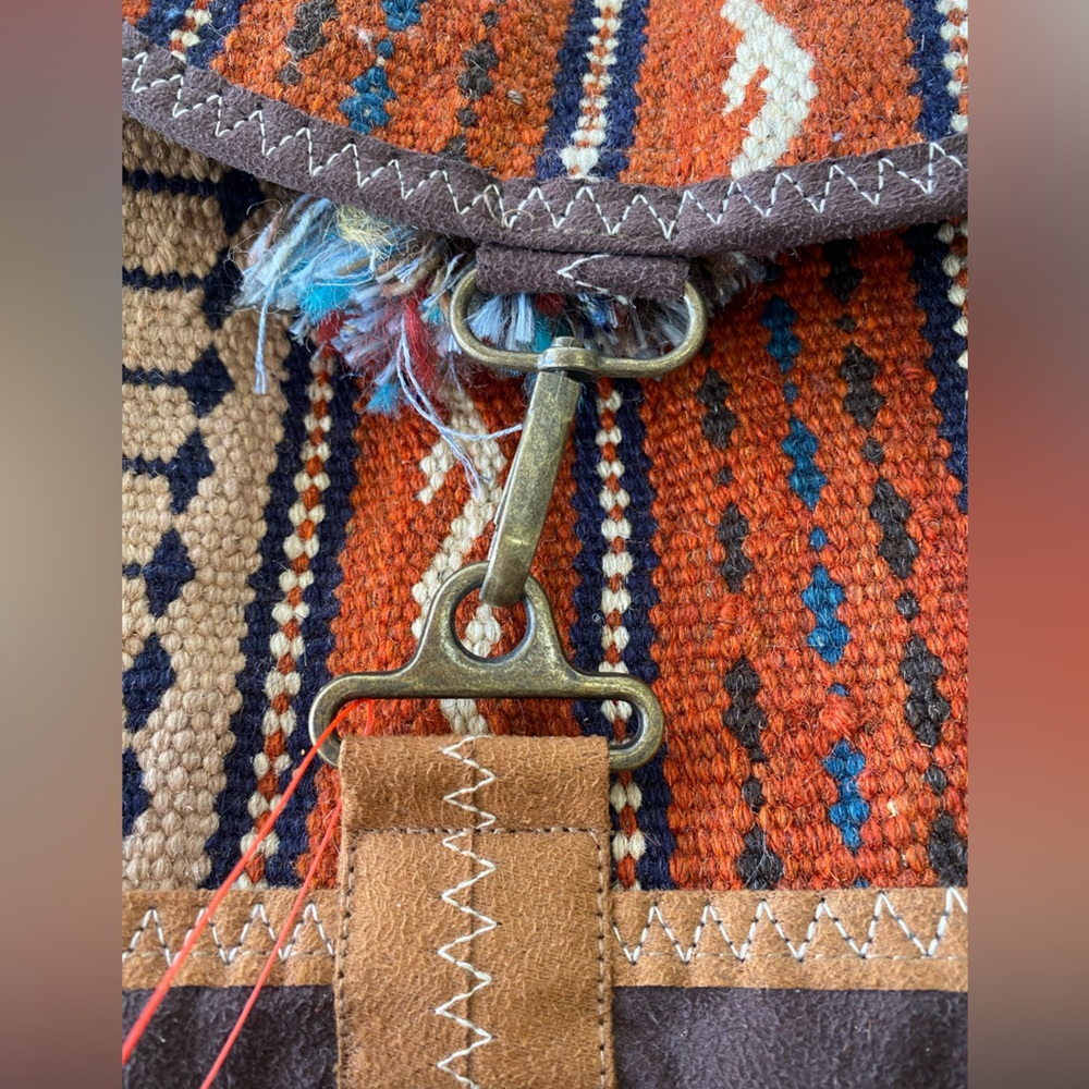 NWT UNESCO Certified Bohemian Woven Kilim Wool Backpack with Tribal Patterns - Picture 8 of 12